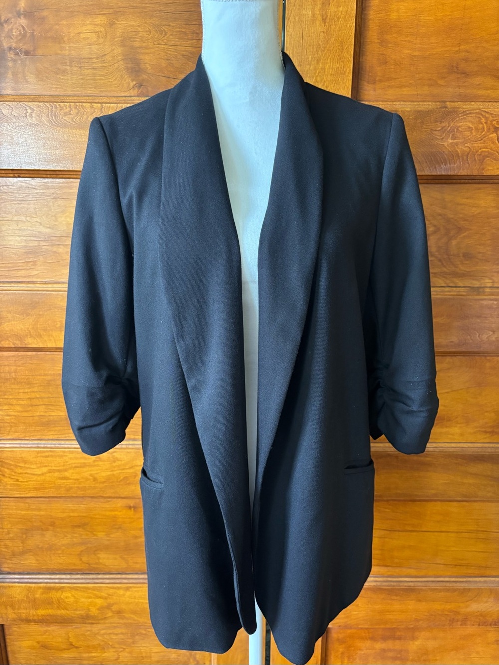 Women's Bar III Black Open-Front 3/4 Sleeve Blazer Jacket